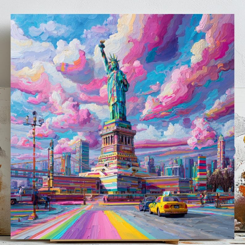 Statue of Liberty Wall Art, Canvas or Poster, City Decor, Living Room Decor, Contemporary Art, Home Wall Art, Whimsical Art, New York Art