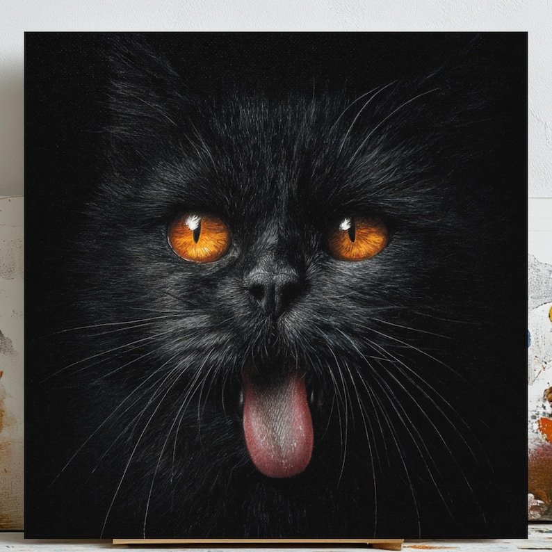 Cat Portrait Wall Art, Canvas Or Poster, Animal Wall Art, Room Decor, Modern Decor, Living Room Decor, Cat Wall Hanging, Dramatic Cat Decor