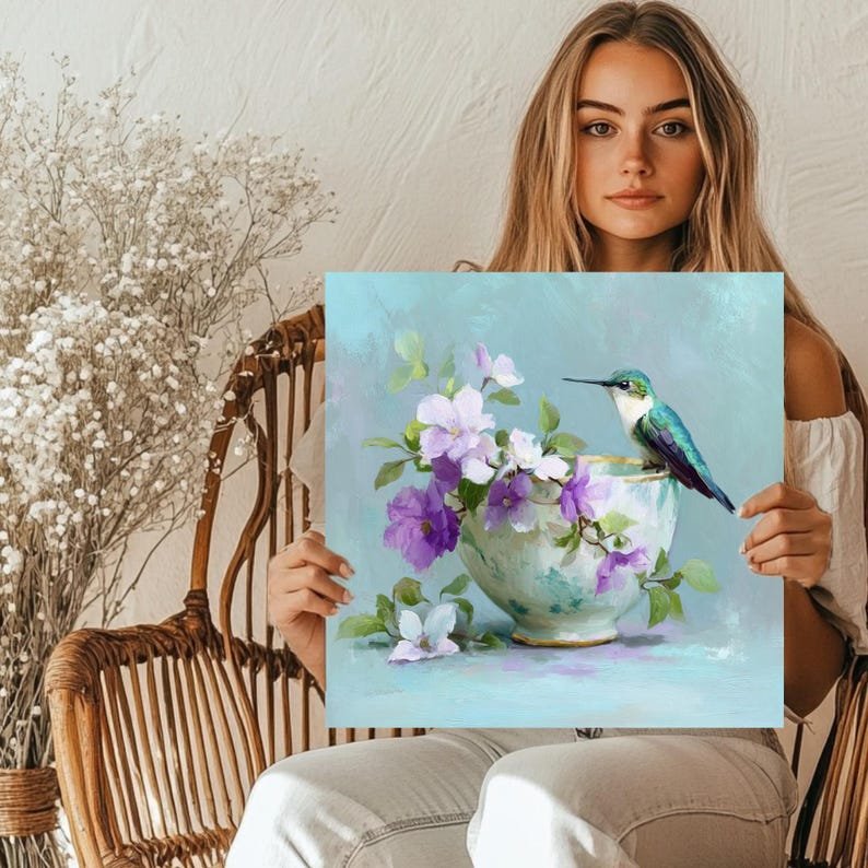 Hummingbird Wall Art, Canvas Or Poster, Floral Decor, Flower Wall Art, Living Room Bedroom Wall Art, Elegant Wall Decor, Spring Home Artwork - Image 5