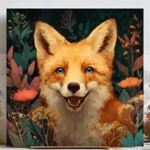 Fox Wall Art, Canvas Or Poster, Colorful Abstract Fox Painting, Modern Wildlife Decor, Living Room Wall Art,Vibrant Animal Art,Woodland Gift