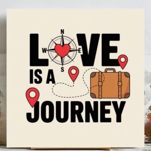 Love Is A Journey Wall Art, Canvas Or Poster, Travel Themed Wall Decor, Couple Gift Idea, Romantic Wall Hanging, Bedroom Or Office Wall Art