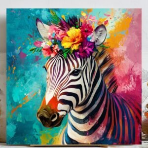 Colorful Zebra Wall Art, Canvas or Poster, Contemporary Animal Wall Art, Home Office Wall Decor, Safari Nursery Decor, Unique Gift Idea