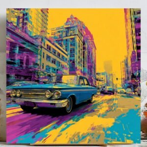 Vintage Car Wall Art, Canvas or Poster, Living Room Wall Art, Office Wall Art, Urban Street Wall Hanging, Classic Car Poster, Art For Gift