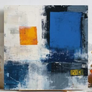 Abstract Blue and Orange Wall Art, Canvas or Poster, Modern Abstract Decor, Geometric Art Print, Bedroom Living Room Office Wall Hanging