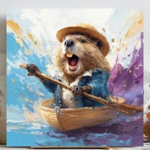 Beaver In Bathtub, Canvas Or Poster, Bathroom Wall Art, Beaver Wall Art, Beaver Wall Hanging, Bathroom Wall Decor, Home Wall Decor