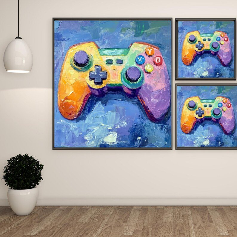 Game Room Decor, Canvas or Poster, Gaming Controller Canvas, Gaming Controller Poster, Gamer Gift, Gaming Wall Art, Teen Room Decor - Image 2