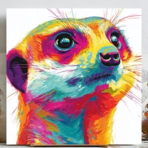 Colorful Meerkat Wall Art, Canvas Or Poster, Pop Art Animal Decor, Living Room Decor, Modern Home Art, Kids Room Decor, Vibrant Meerkat Art