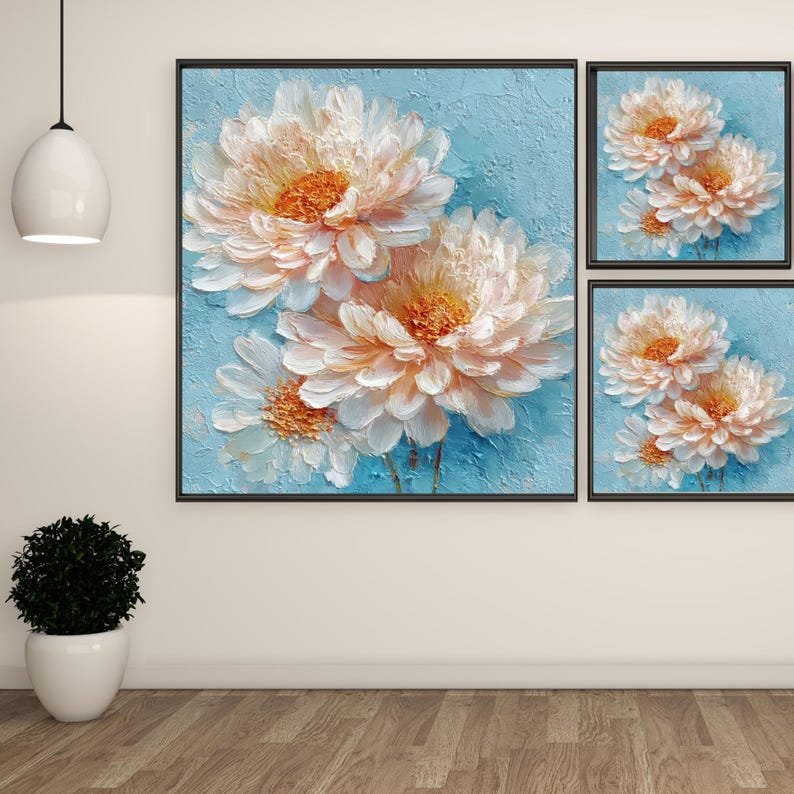 Floral Oil Painting, Canvas Or Poster, Modern Home Decor, Floral Wall Art, Living Room Decor, Flower Wall Hanging, Floral Art - Image 2
