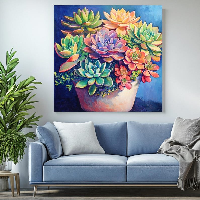 Succulent Wall Art, Canvas or Poster, Botanical Wall Decor, Living Room Bedroom Office Wall Hanging, Succulents Plants Home Decor - Image 4