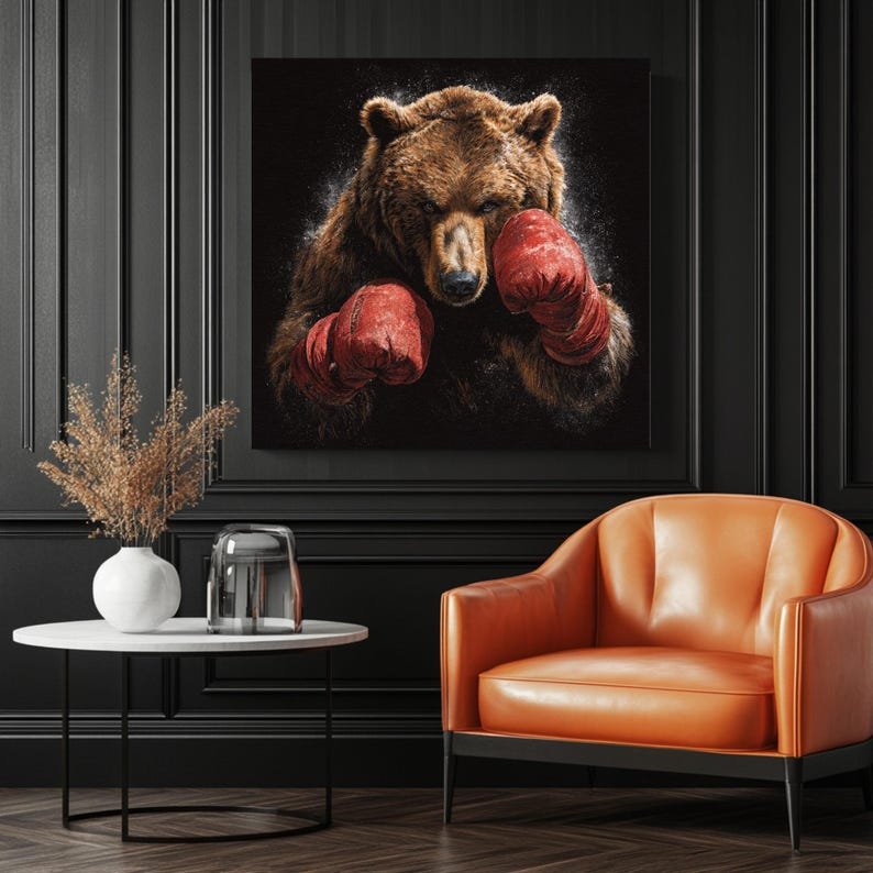 Boxing Bear Artwork, Canvas Or Poster, Sport Action Wall Art, Animal Fighter Decor, Modern Home Decor, Bear Wall Hanging - Image 3