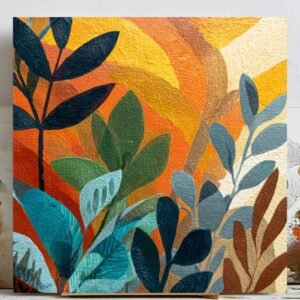 Abstract Leaf Wall Art, Canvas Or Poster, Living Room Decor, Bedroom Wall Hanging, Entryway Wall Art, Botanical Artwork, Autumn Leaf Design