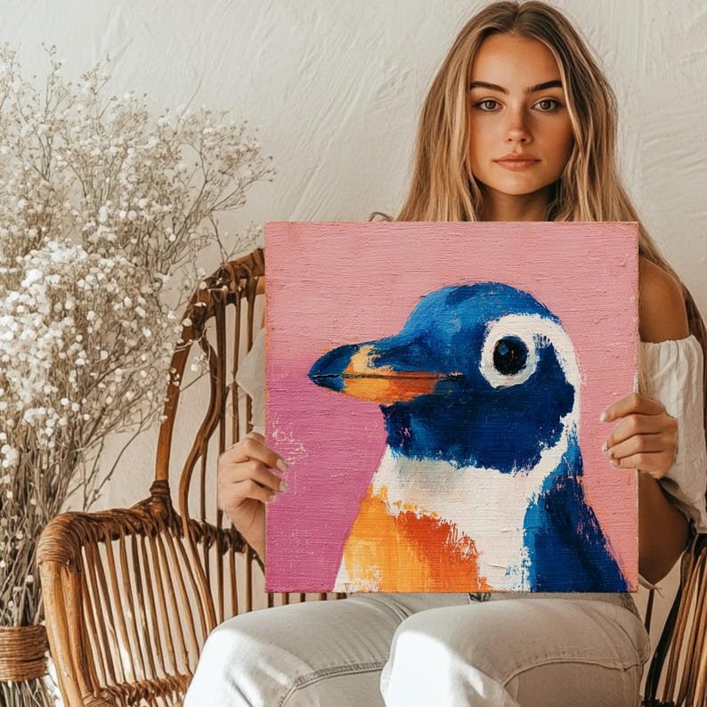 Penguin Wall Art, Canvas or Poster, Animal Decor, Kids Room Wall Art, Contemporary Home Decor, Whimsical Animal Art, Playful Wall Hanging - Image 5