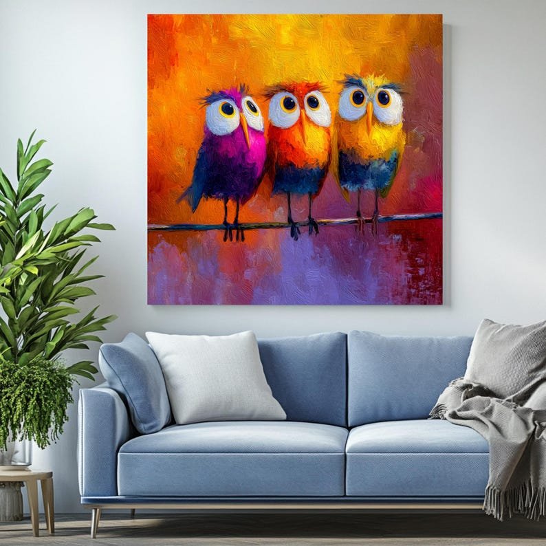 Colorful Owl Wall Art, Canvas or Poster, Whimsical Animal Decor, Bright Bird Poster, Kids Room Wall Hanging, Playful Home Decor, Bird Canvas - Image 4