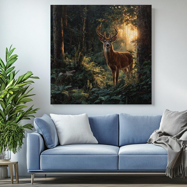 Deer Wall Art, Canvas Or Poster, Animal Decor, Living Room Decor, Contemporary Art, Home Wall Art, Whimsical Forest Art,Unique Wall Hangings - Image 4