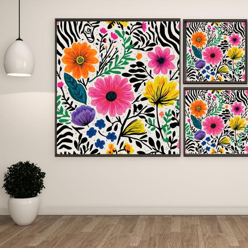Floral Pattern Wall Art, Canvas Or Poster, Modern Decor, Botanical Decor, Living Room Decor, Office Decor, Floral Wall Hanging, Flower Art - Image 2