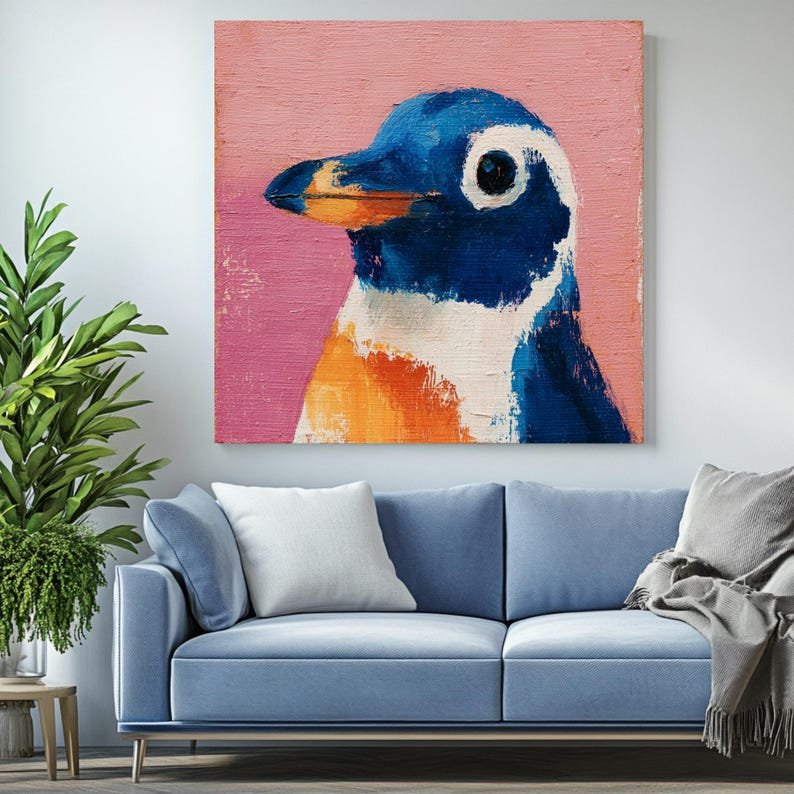 Penguin Wall Art, Canvas or Poster, Animal Decor, Kids Room Wall Art, Contemporary Home Decor, Whimsical Animal Art, Playful Wall Hanging - Image 4