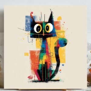 Abstract Cat Wall Art, Canvas Or Poster, Modern Decor, Animal Decor, Living Room Decor, Office Decor, Cat Wall Hanging, Cat Art