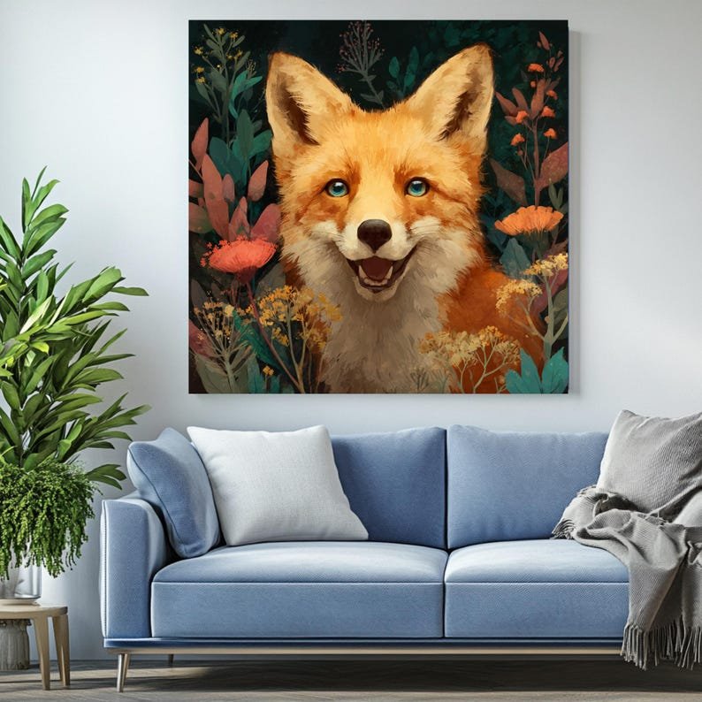 Fox Wall Art, Canvas Or Poster, Colorful Abstract Fox Painting, Modern Wildlife Decor, Living Room Wall Art,Vibrant Animal Art,Woodland Gift - Image 3