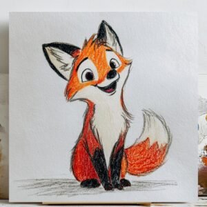 Baby Fox Print, Canvas Or Poster, Woodland Theme, Kids Bedroom Decor, Animal Illustration, Baby Shower Gift, Fox Wall Hanging