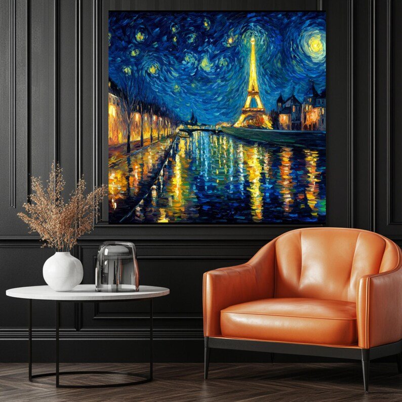 Eiffel Tower Wall Art, Canvas Or Poster, Home Decor, Cityscape Decor, Living Room Decor, Modern Art, Paris Wall Decor, Van Gogh Style Art - Image 4