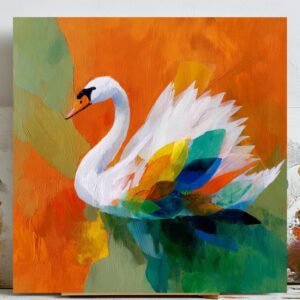 Colorful Swan Wall Art, Canvas or Poster, Bird Wall Decor, Living Room Bedroom Wall Art, Modern Animal Artwork, Nature Inspired Home Decor