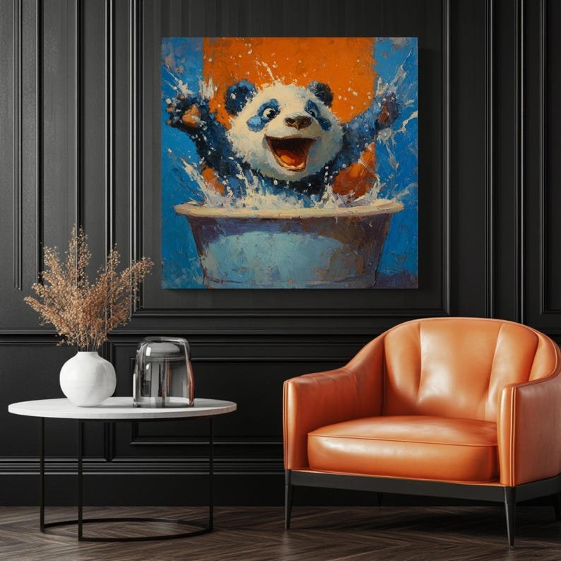 Panda In Bathtub, Canvas Or Poster, Panda Wall Art, Bathroom Wall Decor, Nursery Wall Art, Bathroom Wall Art, Panda Wall Art, Minimalist Art - Image 3