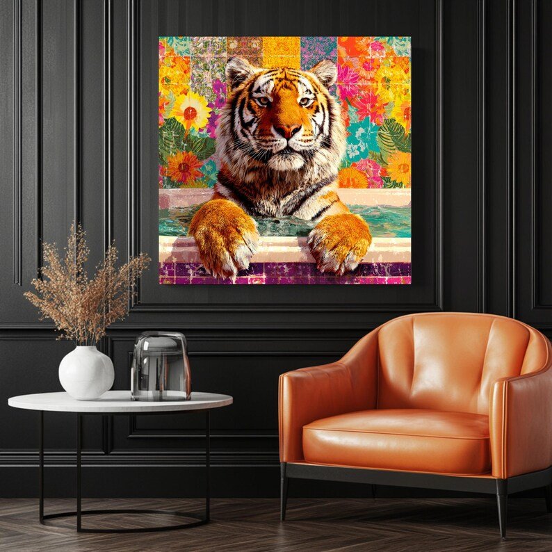 Tiger In Bathtub , Canvas Or Poster , Bathroom Wall Decor, Nursery Wall Art, Bathroom Wall Art, Animal Decor, Tiger Decor, Tiger Wall Art - Image 3