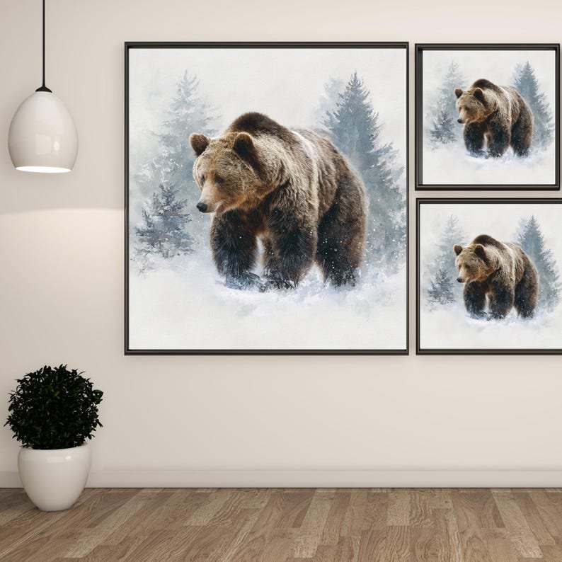 Polar Bear Wall Art, Canvas Or Poster, Animal Decor, Living Room Decor, Contemporary Art, Home Wall Art, Winter Wildlife Art, Bear Decor - Image 2