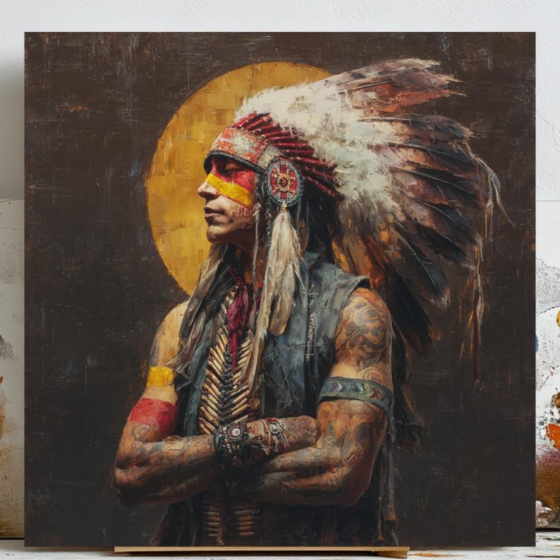 Native Wall Decor, Canvas Or Poster, Red Indian Wall Hanging, Red Indian Decor, Living Room Decor, Native Wall Art, Red Indian, Room Decor