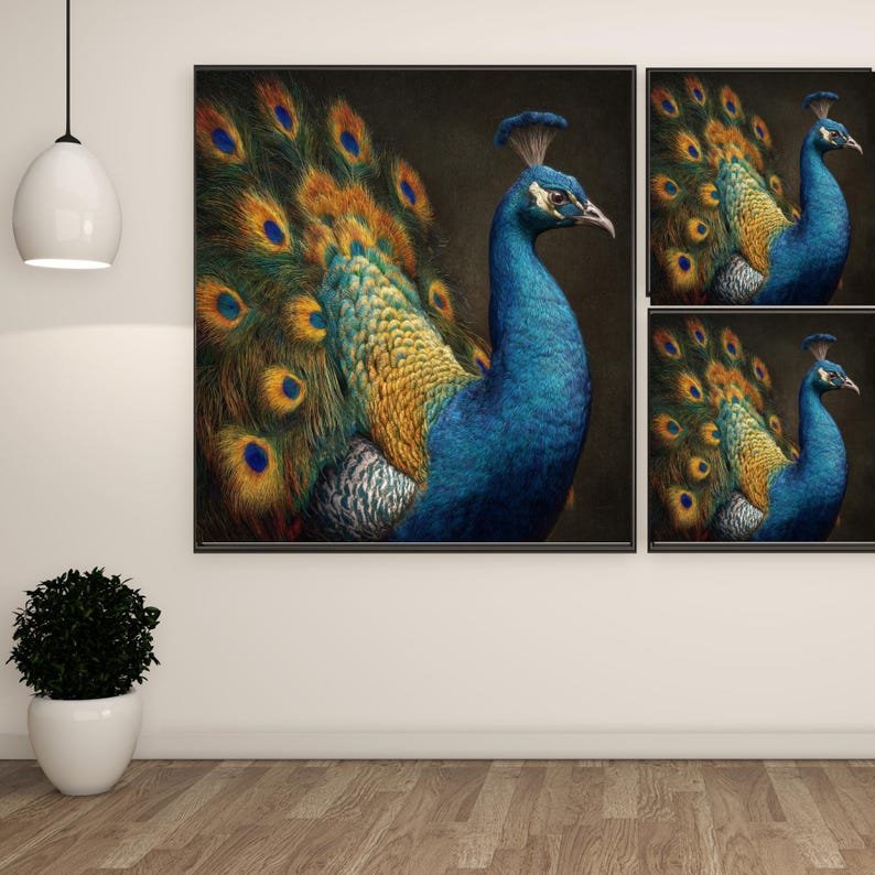 Peacock Wall Art, Canvas Or Poster, Peacock Decor, Peacock Home Decor, Elegant Peacock, Peacock Wall Decor, Peacock Wall Hanging - Image 2