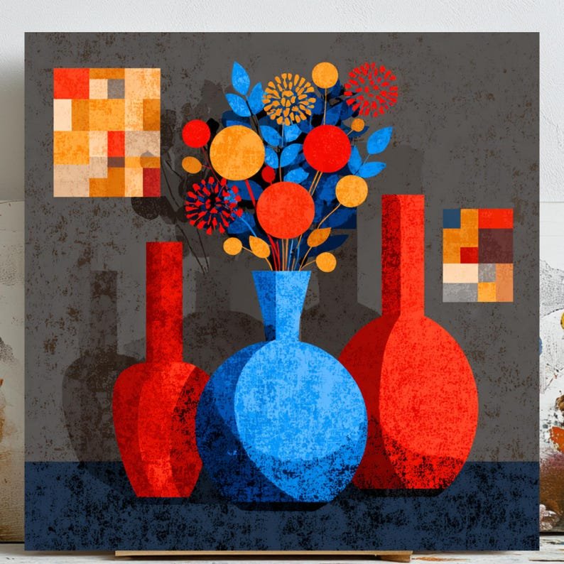Abstract Vase Wall Art, Canvas Or Poster, Abstract Wall Art, Modern Decor, Living Room Bedroom Decor, Still Life Wall Hanging,Abstract Decor