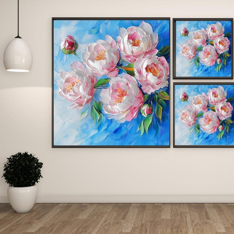 Peony Flower Wall Art, Canvas Or Poster, Soft Pink Floral Painting, Modern Botanical Artwork, Bedroom Living Room Wall Decor, Peony Wall Art - Image 2