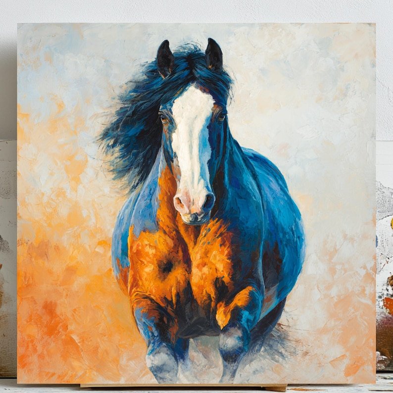 Galloping Horse Wall Art, Canvas or Poster, Animal Wall Art, Room Decor, Living Room Decor, Horse Wall Hanging, Modern Home Art