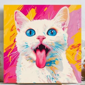 Colorful Cat Wall Art, Canvas Or Poster, Pop Art Animal Painting, Living Room Art, Bedroom Wall Art, Printable Wall Art, Gift For Cat Lovers