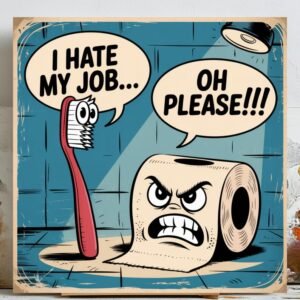 I Hate My Jobs, Toothbrush Wall Art, Canvas Or Poster, Bathroom Wall Decor, Funny Art, Humor Artwork, Toilet Paper, Bathroom Wall Hanging