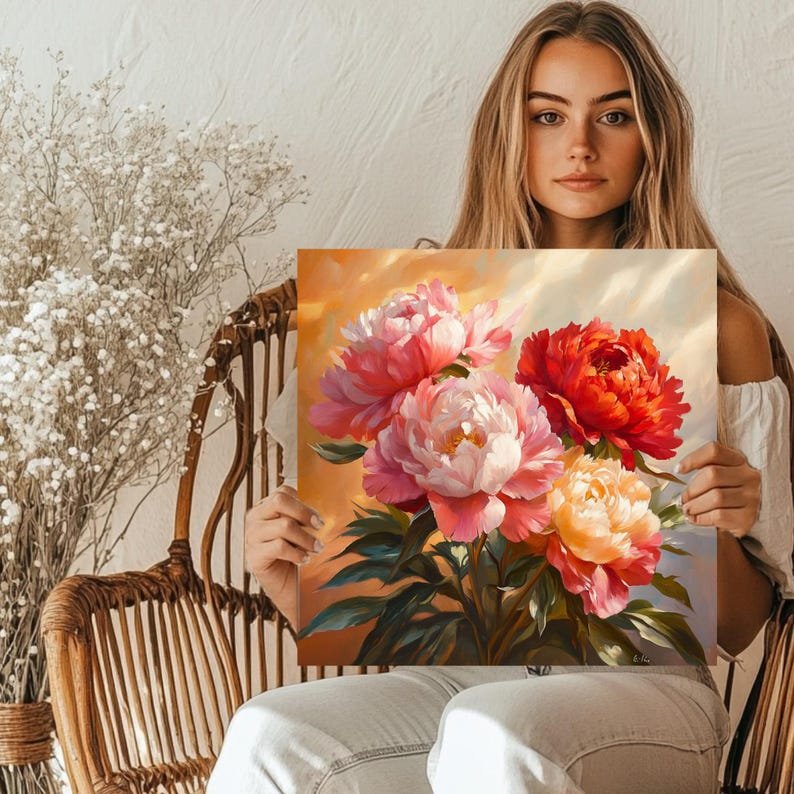 Peony Flower Wall Art, Poster or Canvas, Peony Print, Floral Home Decor, Peony Painting, Flower Wall Decor, Wall Art Gift For Her,Home Decor - Image 5