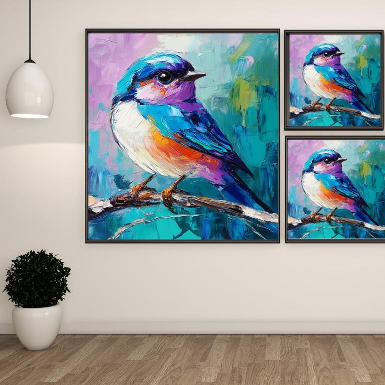 Colorful Bird Art Print: Boho Nature Poster, Living Room Decor - Image 2