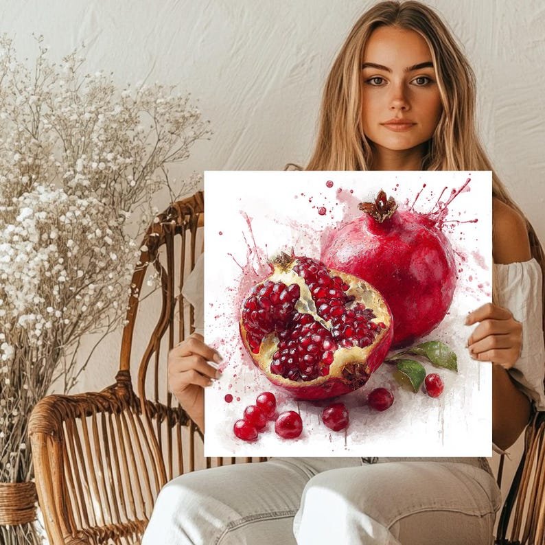Pomegranate Wall Art, Canvas Or Poster, Fruit Decor, Kitchen Decor, Dining Decor, Home Office Decor, Botanical Wall Hanging, Fruit Art - Image 5
