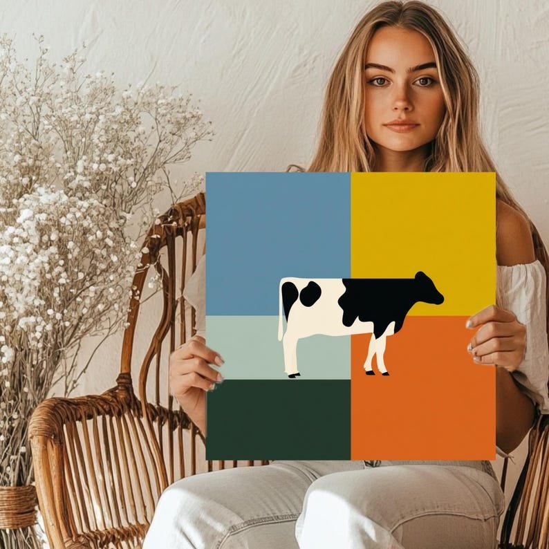 Cow Wall Art, Canvas Or Poster, Animal Decor, Living Room Decor, Contemporary Art, Home Wall Art, Minimalist Art, Unique Wall Hangings - Image 4