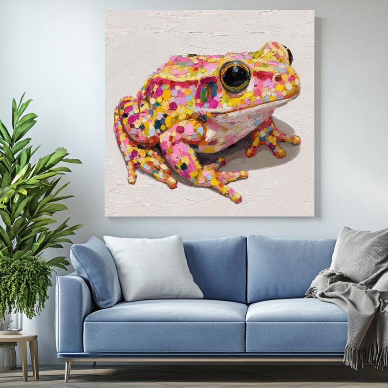 Colorful Frog Painting Art, Canvas or Poster, Modern Animal Decor, Living Room Office Kids Room Wall Art, Whimsical Frog Decor - Image 3