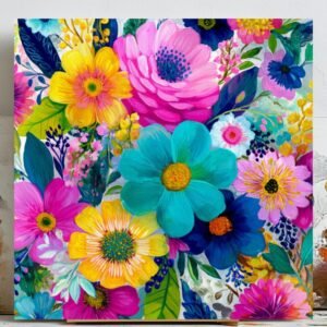 Vibrant Floral Wall Art, Canvas Or Poster, Colorful Botanical Decor, Modern Flower Wall Hanging, Bright Home Decor, Spring Summer Art