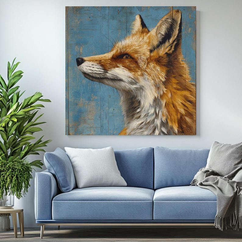 Rustic Fox Wall Art, Canvas Or Poster, Woodland Animal Decor, Farmhouse Wall Hanging, Country Home Art, Cabin Wall Decor, Fox Print - Image 4
