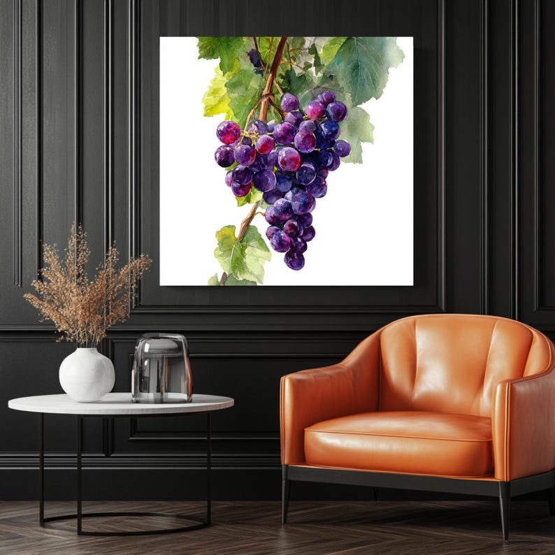 Grapes Wall Art, Canvas Or Poster, Kitchen Decor, Dining Room Decor, Fruit Wall Art, Rustic Wall Hanging, Vineyard Art, Grape Artwork - Image 3