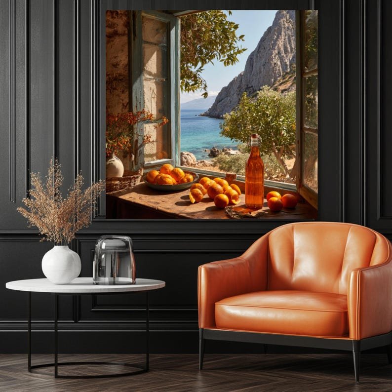 Window Wall Art, Canvas Or Poster, Mediterranean Kitchen Decor, Rustic Farmhouse Artwork, Coastal Wall Art, Countryside Design, Home Decor - Image 4