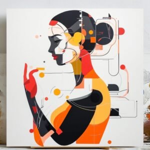 Abstract Woman Wall Art, Canvas Or Poster, Geometric Portrait Painting, Modern Art, Gallery Wall Art, Contemporary Wall Hanging, Unique Art