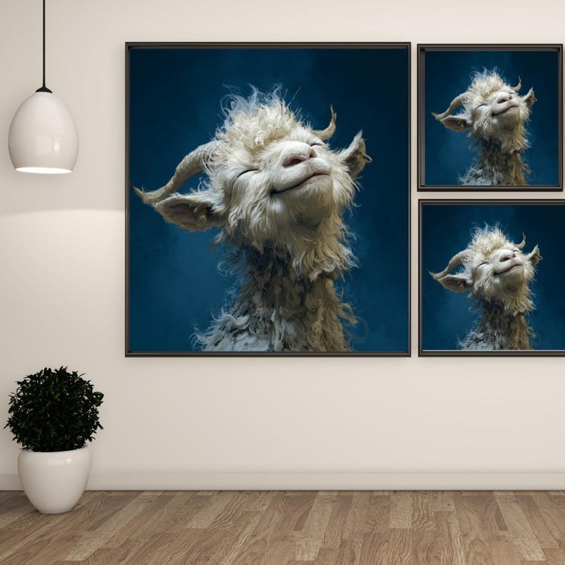Smiling Goat Wall Art, Canvas or Poster, Modern Decor, Contemporary Home Decor, Living Room Office Wall Decor, Goat Wall Hanging, Goat Art - Image 2