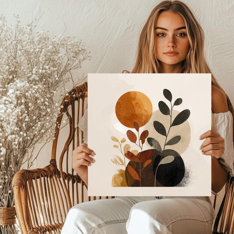 Abstract Botanical Wall Art, Canvas Or Poster, Minimalist Plant Print, Modern Home Decor, Neutral Wall Art, Bathroom Decor, Bedroom Wall Art - Image 5