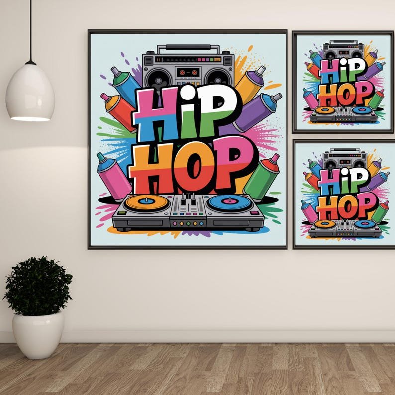 Graffiti Hip Hop Wall Art, Canvas or Poster, DJ Studio Room Decor, Modern Music Artwork, Home Wall Hanging, Vibrant Urban Theme,Art For Gift - Image 2