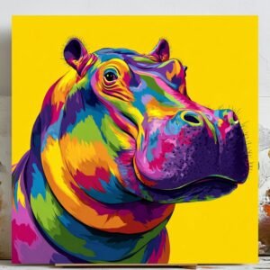 Hippo Wall Art, Canvas Or Poster, Colorful Animal Print, Modern Pop Art Decor, Vibrant Wildlife Illustration, Safari Nursery Decor