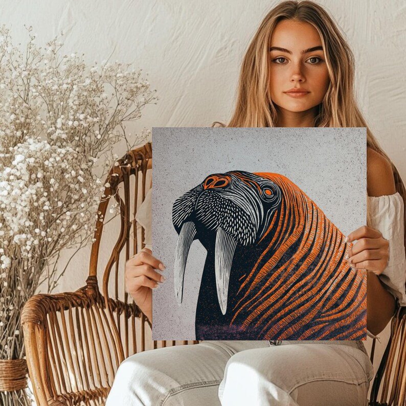 Walrus Wall Art, Canvas Or Poster, Animal Decor, Living Room Decor, Contemporary Art, Home Wall Art, Whimsical Art, Unique Wall Hangings - Image 4
